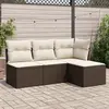 Image de vidaXL Salon de jardin 4 pcs avec coussins marron résine tressée