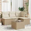 Image de vidaXL Salon de jardin avec coussins 5 pcs beige résine tressée