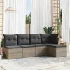 Image de vidaXL Salon de jardin 5 pcs avec coussins gris résine tressée