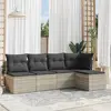 Image de vidaXL Salon de jardin 5 pcs avec coussins gris clair résine tressée