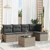 Image de vidaXL Salon de jardin 6 pcs avec coussins gris résine tressée