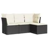 Image de vidaXL Salon de jardin 4 pcs avec coussins noir résine tressée