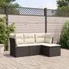 Image de vidaXL Salon de jardin 4 pcs avec coussins noir résine tressée