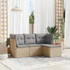 Image de vidaXL Salon de jardin avec coussins 4 pcs beige résine tressée