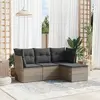 Image de vidaXL Salon de jardin 4 pcs avec coussins gris résine tressée