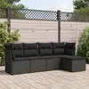 Image de vidaXL Salon de jardin 5 pcs avec coussins noir résine tressée