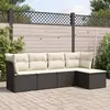 Image de vidaXL Salon de jardin 5 pcs avec coussins noir résine tressée
