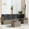 Image de vidaXL Salon de jardin 6 pcs avec coussins gris résine tressée