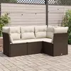 Image de vidaXL Salon de jardin 4 pcs avec coussins marron résine tressée