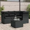 Image de vidaXL Salon de jardin 5 pcs avec coussins noir résine tressée