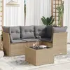 Image de vidaXL Salon de jardin avec coussins 5 pcs beige résine tressée