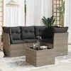 Image de vidaXL Salon de jardin 5 pcs avec coussins gris résine tressée