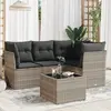 Image de vidaXL Salon de jardin 5 pcs avec coussins gris clair résine tressée