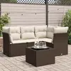 Image de vidaXL Salon de jardin avec coussins 5 pcs marron résine tressée