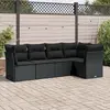 Image de vidaXL Salon de jardin 5 pcs avec coussins noir résine tressée
