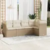 Image de vidaXL Salon de jardin avec coussins 5 pcs beige résine tressée