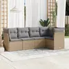 Image de vidaXL Salon de jardin avec coussins 5 pcs beige résine tressée