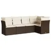 Image de vidaXL Salon de jardin avec coussins 5 pcs marron résine tressée