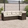 Image de vidaXL Salon de jardin avec coussins 5 pcs marron résine tressée