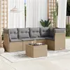Image de vidaXL Salon de jardin avec coussins 6 pcs beige résine tressée