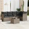 Image de vidaXL Salon de jardin 6 pcs avec coussins gris résine tressée