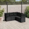 Image de vidaXL Salon de jardin 5 pcs avec coussins noir résine tressée