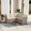 Image de vidaXL Salon de jardin avec coussins 5 pcs beige résine tressée