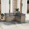 Image de vidaXL Salon de jardin avec coussins 5 pcs beige résine tressée