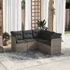 Image de vidaXL Salon de jardin 5 pcs avec coussins gris résine tressée