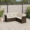 Image de vidaXL Salon de jardin avec coussins 5 pcs marron résine tressée