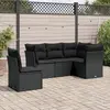 Image de vidaXL Salon de jardin 5 pcs avec coussins noir résine tressée