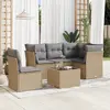 Image de vidaXL Salon de jardin avec coussins 6 pcs beige résine tressée