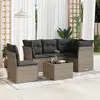 Image de vidaXL Salon de jardin 6 pcs avec coussins gris résine tressée