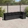 Image de vidaXL Salon de jardin 6 pcs avec coussins noir résine tressée