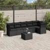 Image de vidaXL Salon de jardin 7 pcs avec coussins noir résine tressée