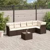 Image de vidaXL Salon de jardin avec coussins 7 pcs marron résine tressée
