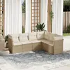 Image de vidaXL Salon de jardin avec coussins 6 pcs beige résine tressée