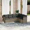 Image de vidaXL Salon de jardin 6 pcs avec coussins gris résine tressée