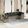 Image de vidaXL Salon de jardin 6 pcs avec coussins gris résine tressée