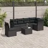 Image de vidaXL Salon de jardin 7 pcs avec coussins noir résine tressée