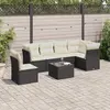 Image de vidaXL Salon de jardin 7 pcs avec coussins noir résine tressée