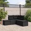 Image de vidaXL Salon de jardin 5 pcs avec coussins noir résine tressée
