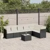 Image de vidaXL Salon de jardin 8 pcs avec coussins noir résine tressée