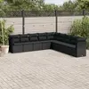 Image de vidaXL Salon de jardin 9 pcs avec coussins noir résine tressée