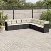 Image de vidaXL Salon de jardin 9 pcs avec coussins noir résine tressée