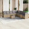 Image de vidaXL Salon de jardin avec coussins 10 pcs beige résine tressée