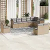 Image de vidaXL Salon de jardin avec coussins 10 pcs beige résine tressée
