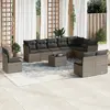 Image de vidaXL Salon de jardin 11 pcs avec coussins gris résine tressée