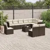 Image de vidaXL Salon de jardin et coussins 11 pcs marron résine tressée