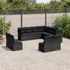 Image de vidaXL Salon de jardin 11 pcs avec coussins noir résine tressée